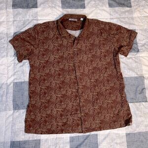 Salt/Earth Men's Brown Paisley Button Down Shirt
